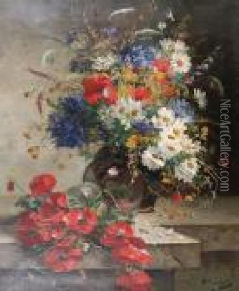 Still Life Of Summer Flowers Oil Painting - Eugene Henri Cauchois