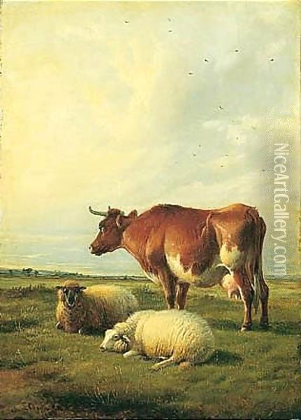 In The Meadows Oil Painting - Thomas Sidney Cooper