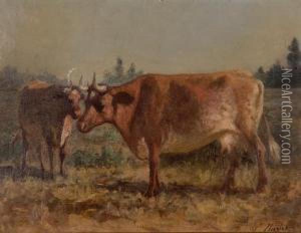 Cows Oil Painting - Ernest Narjot