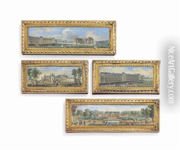 Views Of Castles Having Belonged To The Duc De Penthievre (1725-1793): Rambouillet, Anet, Armainvilliers, And One Other (4 Works) Oil Painting - Louis Nicolas van Blarenberghe