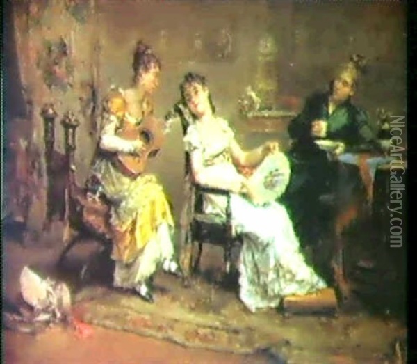 Le Salon De Musique Oil Painting - Antonio Pascutti