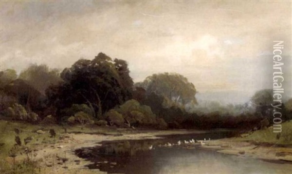 On Merced River, Cala Oil Painting - Frederick Ferdinand Schafer