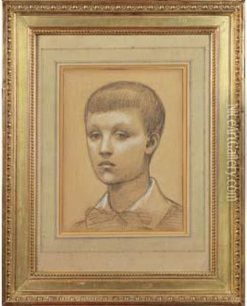 Portrait De Jeune Homme. Oil Painting - Pierre-Cecile Puvis De Chavannes