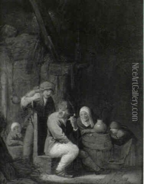 Peasants Making Merry In A Barn Oil Painting - Isaac Van Ostade