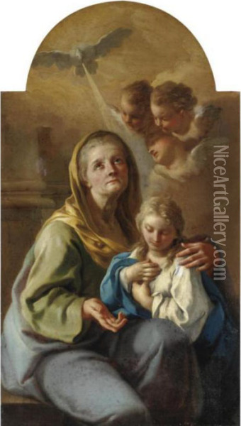 Sant'anna E La Vergine Bambina Oil Painting - Francesco de Mura