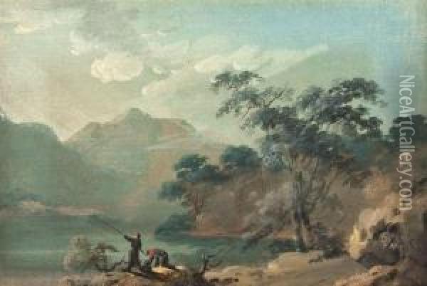 Gowbarrow From Ullswater Oil Painting - Thomas Walmsley