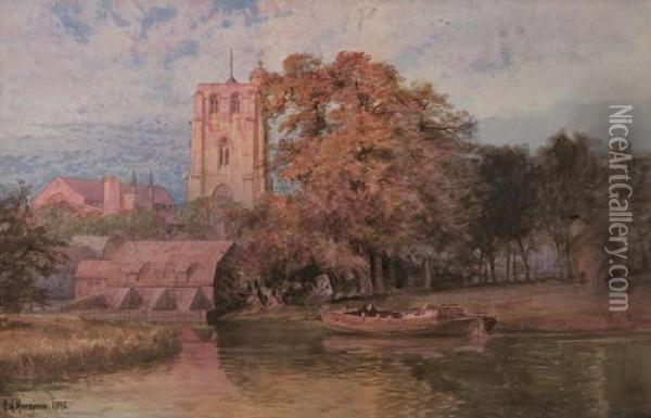 Beccles Church At Dusk Oil Painting - Charles Harmony Harrison