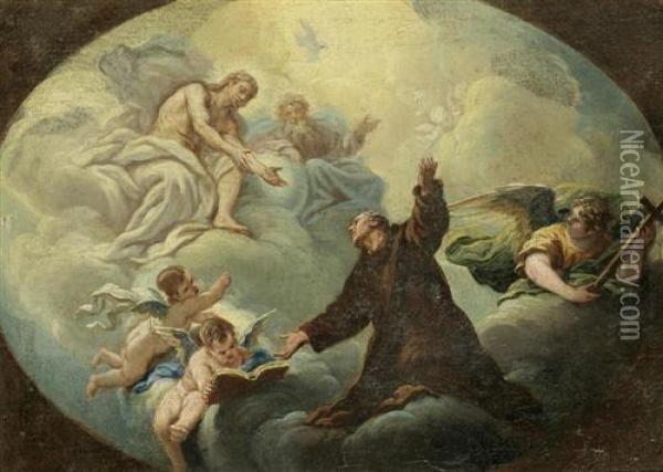 Christus Mit Gottvater Und Dem Hl. Franziskus. Oil Painting - Giovanni Battista Tiepolo