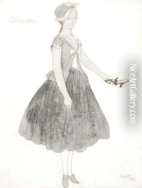 Costume Design For Cinderella Oil Painting - Lev Samoilovich Bakst