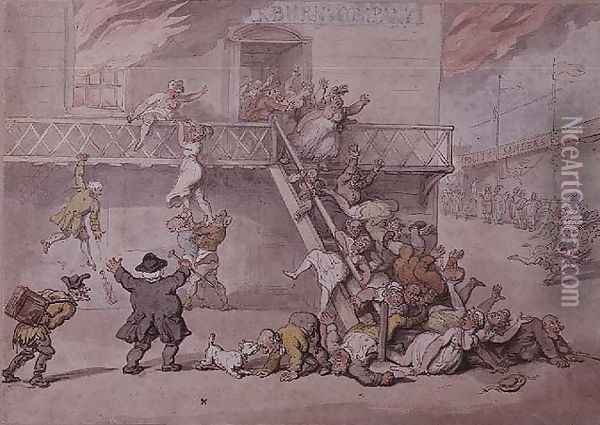 Cockburns Theatre on Fire Oil Painting - Thomas Rowlandson