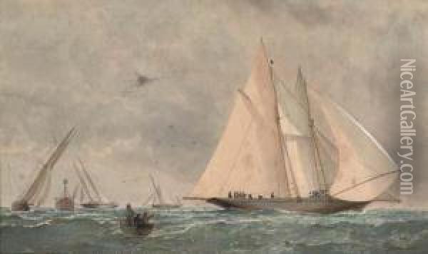 Schooners And Yachts Racing Oil Painting - Barlow Moore