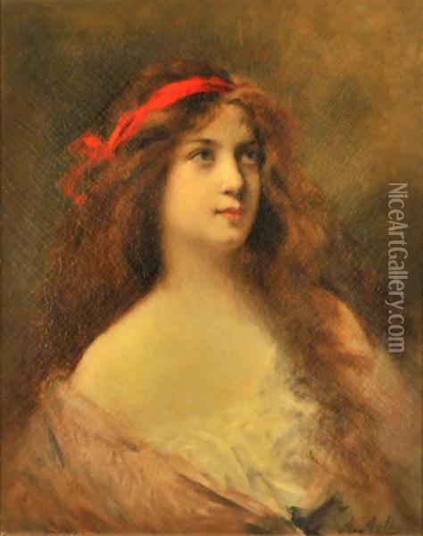 Portrait Of A Lady Oil Painting - Angelo Asti