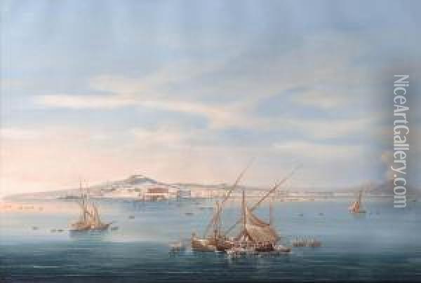 View Of Naples Oil Painting - Johann Heinrich Bleuler I