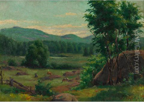 Pasture With Grazing Cattle Oil Painting - Joseph Charles Franchere