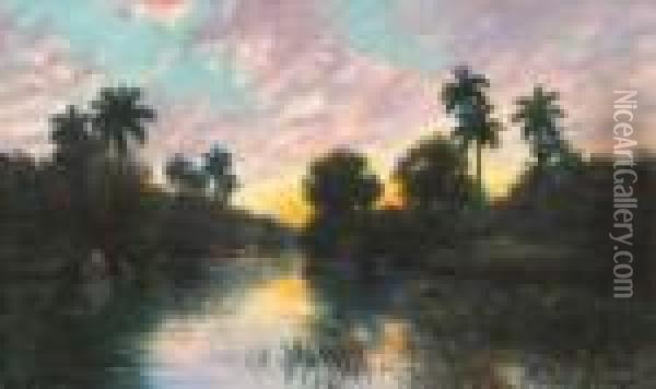 Tropical Landscape At Sunset - Habana Oil Painting - Juan Gil Garca