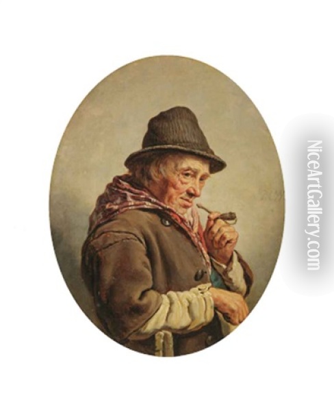 The Content Smoker Oil Painting - Pieter Christoffel Wonder