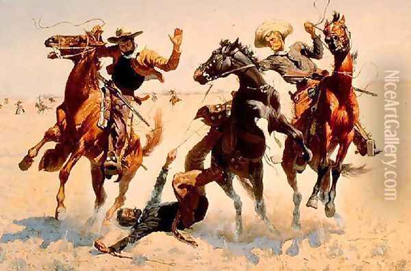 Breaking Horses Oil Painting - Frederic Remington
