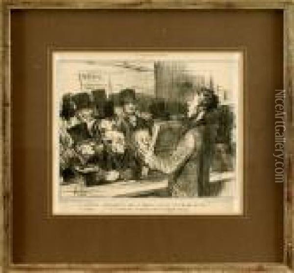 Das Auktionshaus / La Salledes Ventes Oil Painting - Honore Daumier