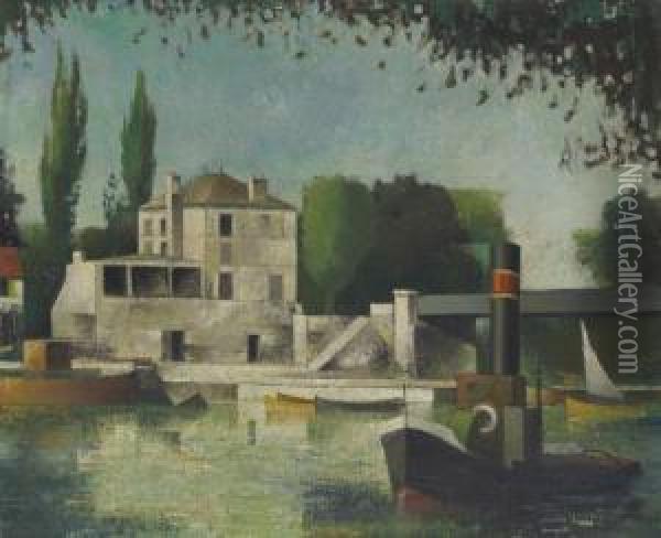 La Seine A Bougival Oil Painting - Pierre Hode