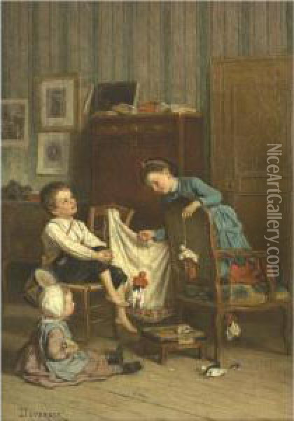 The Puppet Show Oil Painting - Theophile-Emmanuel Duverger