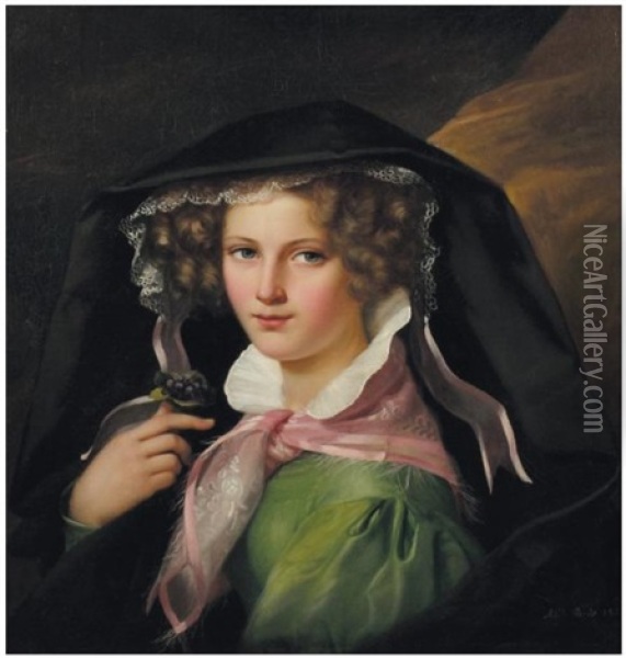Portrait De Jeune Fille Oil Painting - Marie Adelaide (Adele) Kindt