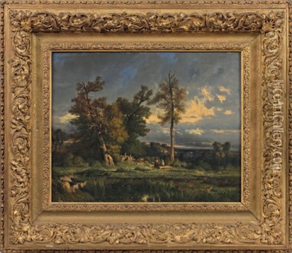 Foret De Fontainebleau, Le Chasseur Oil Painting - Felix Saturnin Brissot de Warville