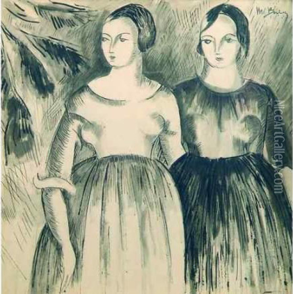 Les Deux Soeurs. Oil Painting - Madeleine Berly De Vlaminck