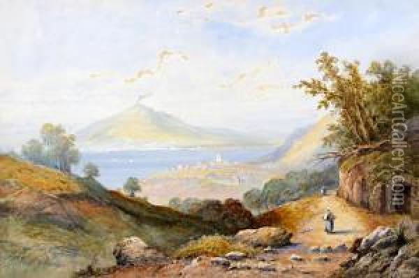 Vico, Vesuvius In The Distance Oil Painting - Edwin St John