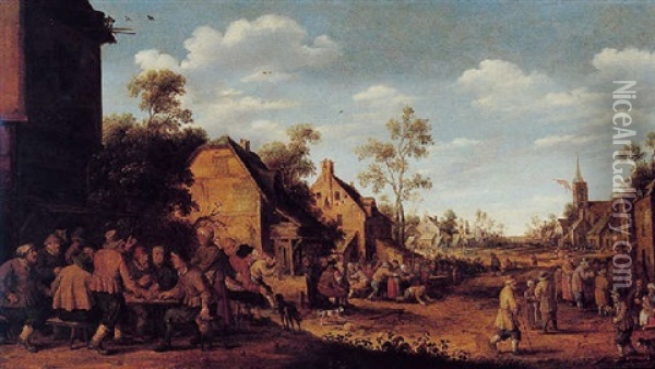 Scene De Fete Villageoise Oil Painting - Joost Cornelisz. Droochsloot