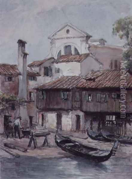 Shipyard near the Church of San Trovaso, Venice Oil Painting - Hugh Carter