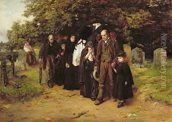 I am the Resurrection and the Life or The Village Funeral Oil Painting - Frank Holl