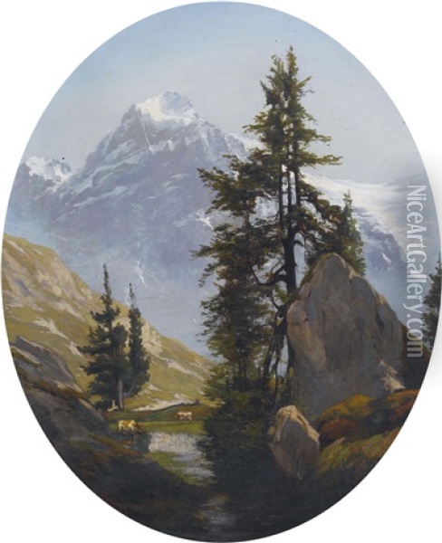 Der Eiger Oil Painting - Auguste Henry Berthoud
