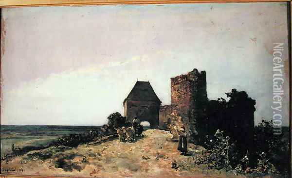 Ruins of the Chateau de Rozemont (Nievre) 1861 Oil Painting - Johan Barthold Jongkind