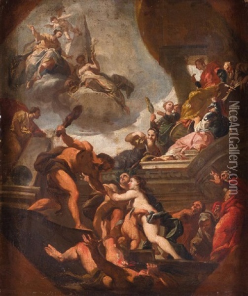 Hercules Como Protector De La Sabiduria Oil Painting - Gaspare Diziani