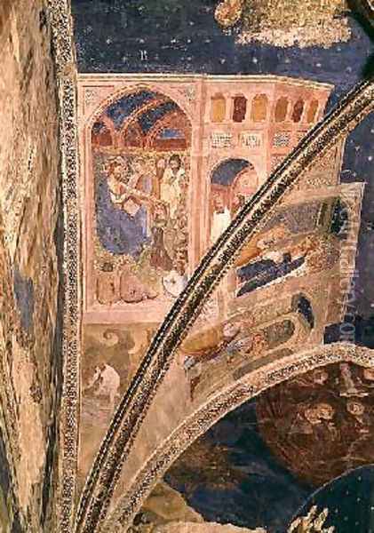 The Calling of St Martial a fisherman detail from the ceiling of the chapel of the Tinel with scenes from the life of St Martial 1344-45 Oil Painting - di Giovanetto da Viterbo Matteo