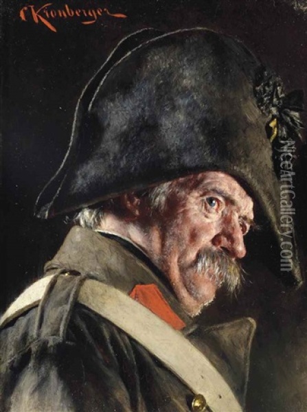 An Austrian Veteran Oil Painting - Carl Kronberger