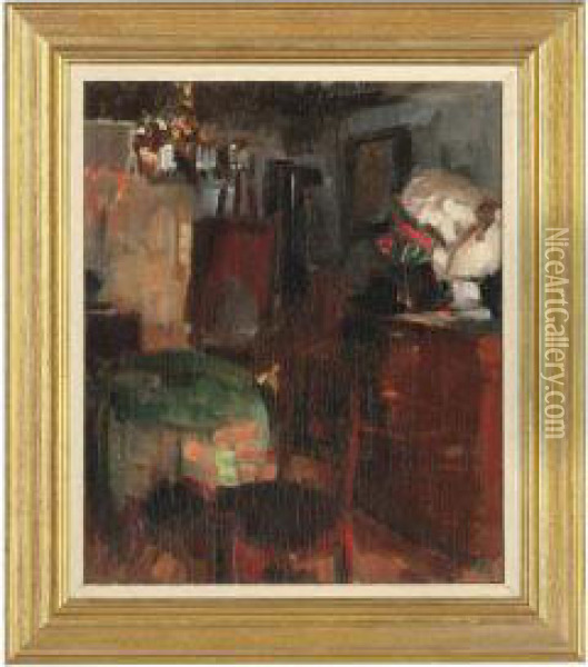 The Artist's Studio Oil Painting - Herman A. Vedel