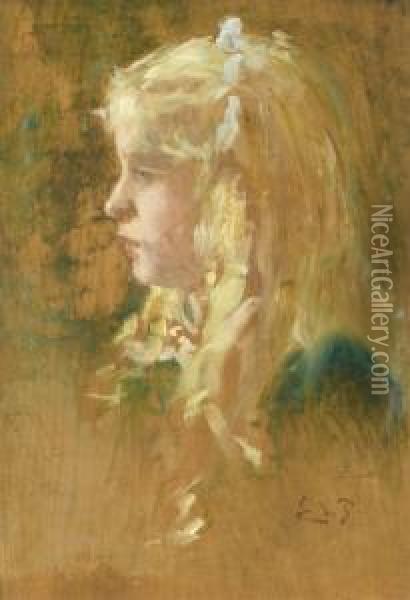 Kopfbildnis Eines Blonden Madchens Oil Painting - Edmond Jean de Pury