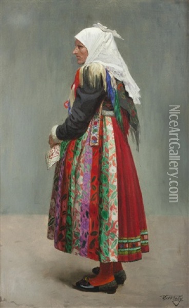 Frau Aus Dem Chodenland Oil Painting - Vaclav Maly