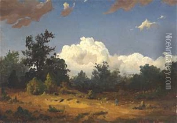 Landskapsstudie Oil Painting - Hans Frederick Gude