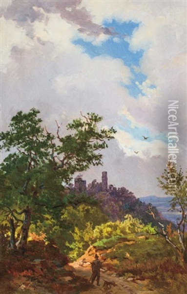 Castle In Tyrol (land With Ruins) Oil Painting - Sandor Brodszky