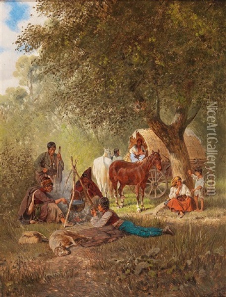 Midday Rest Oil Painting - Franz Quaglio
