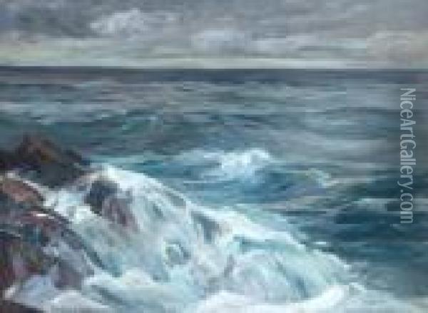 Ogunquit Surf Oil Painting - Charles Herbert Woodbury