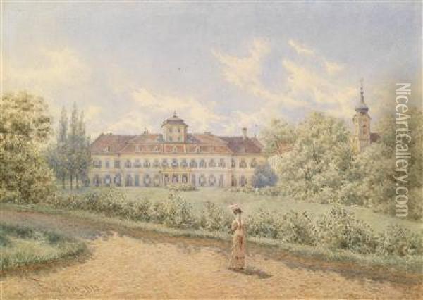Schloss In Mahren Oil Painting - Franz Alt