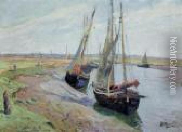 Barques De Peche Dans L'estuaire De Morbihan Oil Painting - Paul Madeline
