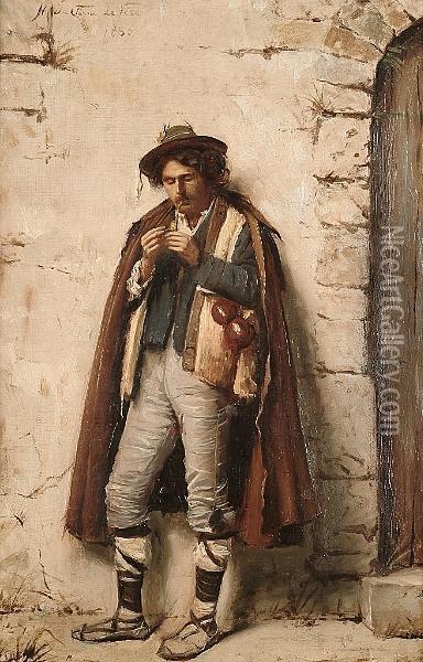 A Stop For A Pipe Oil Painting - H. Duchere De Vere