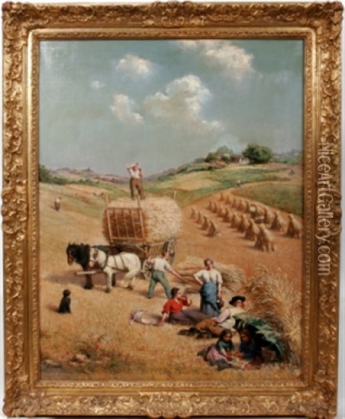 Working In Field Oil Painting - Henry Lerolle