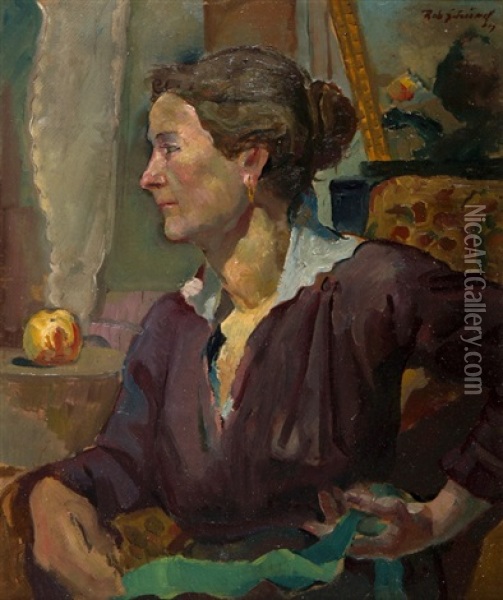 Portrat Der Mutter Des Kunstlers Oil Painting - Johann Robert Schuerch