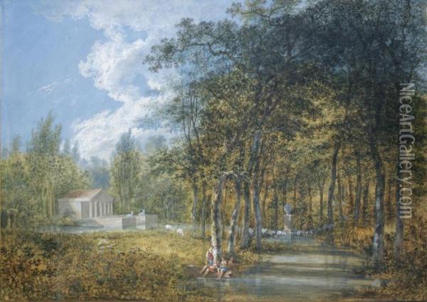 Arcadian Landscape Oil Painting - Salomon Gessner