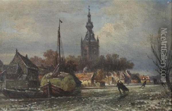 Winter Scene Oil Painting - Elias von Blommel